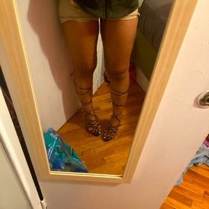 Long laced black heels